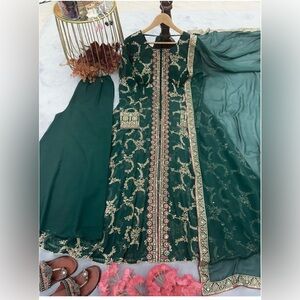 Trendy Gown dress with front slit (fully lined)